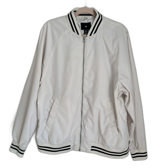 H&M Men’s Bomber Jacket White Size XL - Picture 1 of 11
